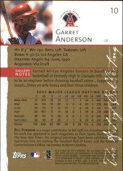 2003 Topps Gallery - Artist's Proofs #10 Garret Anderson Back