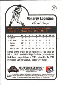 2015 Choice Aberdeen IronBirds #23 Ronarsy Ledesma Back