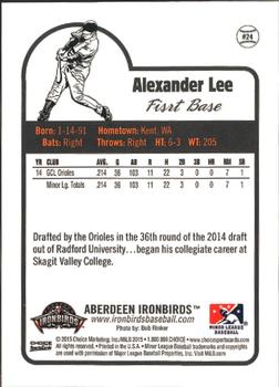2015 Choice Aberdeen IronBirds #24 Alexander Lee Back