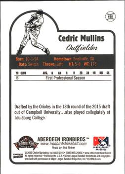 2015 Choice Aberdeen IronBirds #30 Cedric Mullins Back