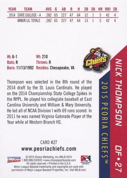 2015 Choice Peoria Chiefs #27 Nick Thompson Back