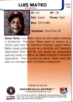 2015 Choice Greeneville Astros #34 Luis Mateo Back