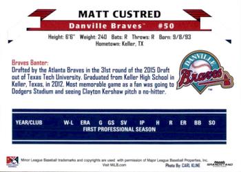 2015 Grandstand Danville Braves #NNO Matt Custred Back
