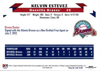 2015 Grandstand Danville Braves #NNO Kelvin Estevez Back