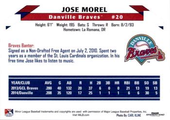 2015 Grandstand Danville Braves #NNO Jose Morel Back