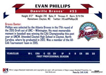 2015 Grandstand Danville Braves #NNO Evan Phillips Back