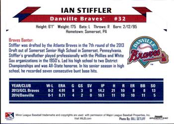 2015 Grandstand Danville Braves #NNO Ian Stiffler Back