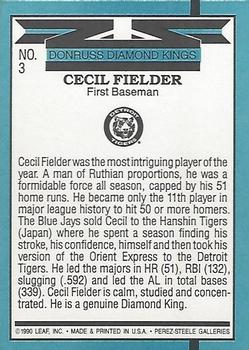 1991 Donruss #3 Cecil Fielder Back