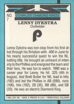 1991 Donruss #7 Len Dykstra Back