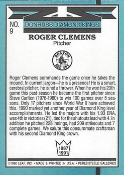 1991 Donruss #9 Roger Clemens Back