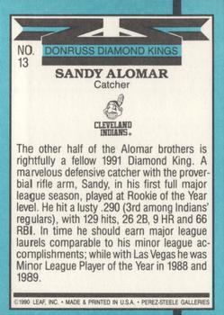 1991 Donruss #13 Sandy Alomar Back