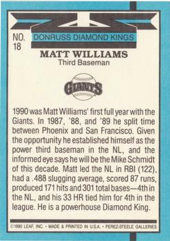 1991 Donruss #18 Matt Williams Back
