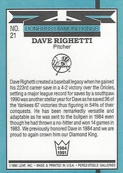 1991 Donruss #21 Dave Righetti Back