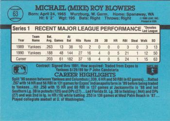 1991 Donruss #63 Mike Blowers Back