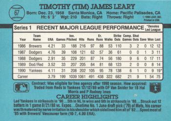 1991 Donruss #67 Tim Leary Back