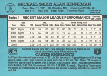 1991 Donruss #76 Mike Henneman Back