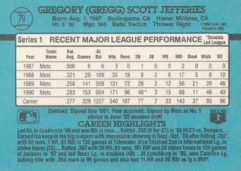1991 Donruss #79 Gregg Jefferies Back