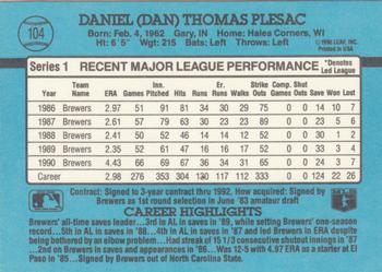 1991 Donruss #104 Dan Plesac Back