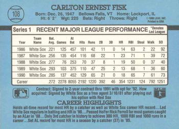 1991 Donruss #108 Carlton Fisk Back