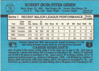 1991 Donruss #114 Bob Geren Back