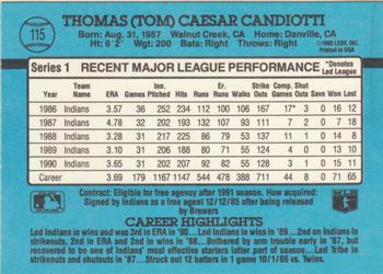 1991 Donruss #115 Tom Candiotti Back