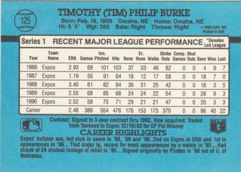 1991 Donruss #125 Tim Burke Back