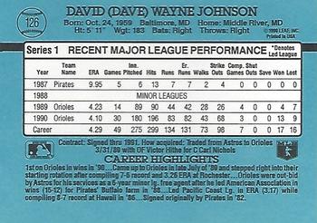 1991 Donruss #126 Dave Johnson Back