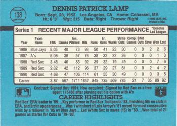 1991 Donruss #138 Dennis Lamp Back