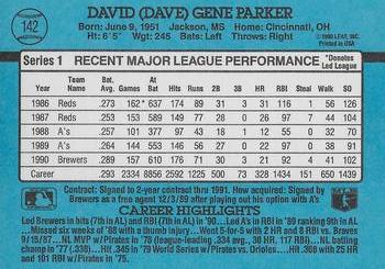 1991 Donruss #142 Dave Parker Back