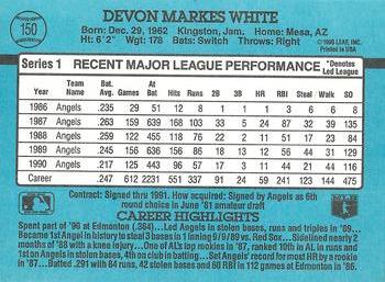 1991 Donruss #150 Devon White Back