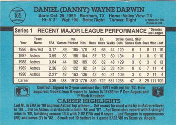 1991 Donruss #165 Danny Darwin Back