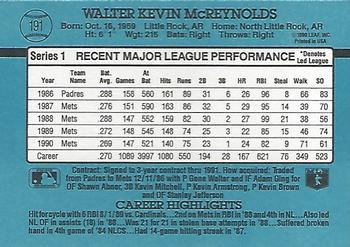 1991 Donruss #191 Kevin McReynolds Back