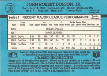 1991 Donruss #193 John Dopson Back