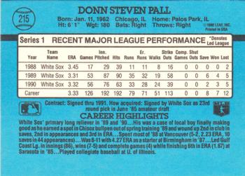 1991 Donruss #215 Donn Pall Back
