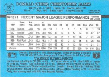1991 Donruss #227 Chris James Back