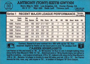 1991 Donruss #243 Tony Gwynn Back