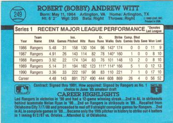 1991 Donruss #249 Bobby Witt Back