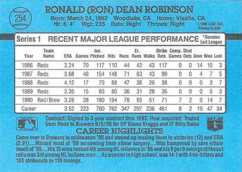 1991 Donruss #254 Ron Robinson Back