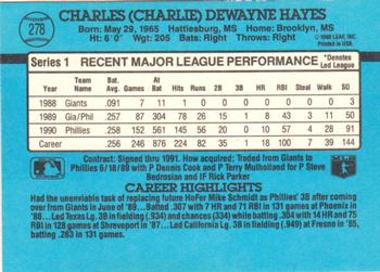 1991 Donruss #278 Charlie Hayes Back