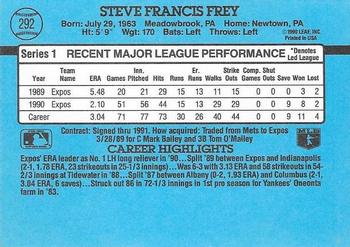 1991 Donruss #292 Steve Frey Back
