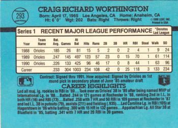 1991 Donruss #293 Craig Worthington Back