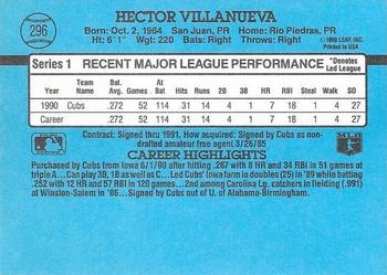 1991 Donruss #296 Hector Villanueva Back