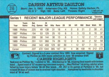 1991 Donruss #316 Darren Daulton Back