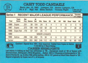 1991 Donruss #324 Casey Candaele Back