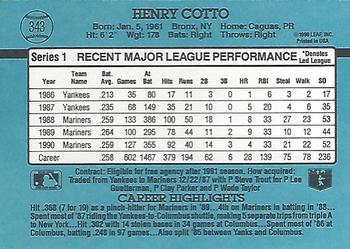 1991 Donruss #343 Henry Cotto Back