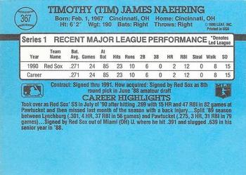 1991 Donruss #367 Tim Naehring Back