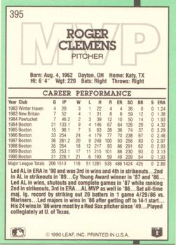 1991 Donruss #395 Roger Clemens Back