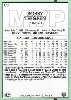 1991 Donruss #399 Bobby Thigpen Back