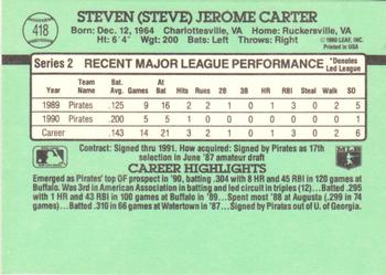 1991 Donruss #418 Steve Carter Back