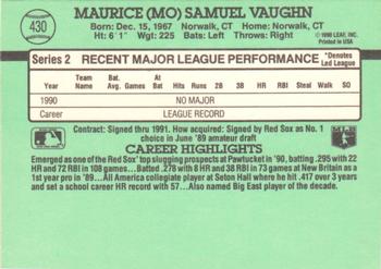 1991 Donruss #430 Mo Vaughn Back